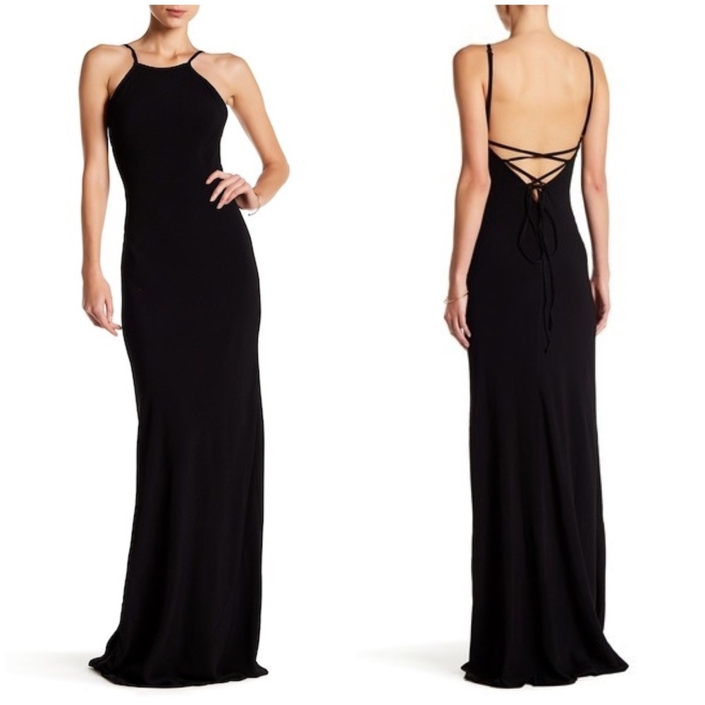 FLYNN SKYE STRAPPY LACE UP TAILORED MAXI DRESS